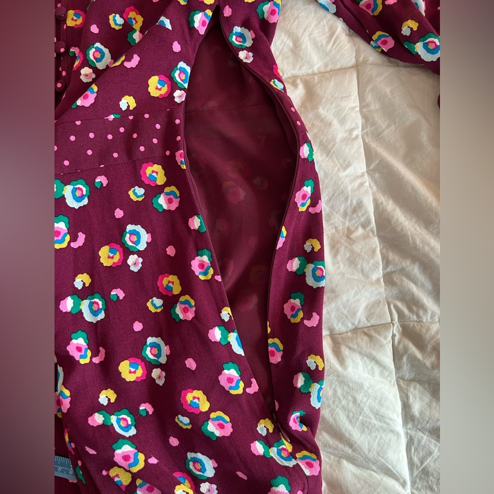 Boden Burgundy Floral Long Sleeve Dress - Picture 11 of 11